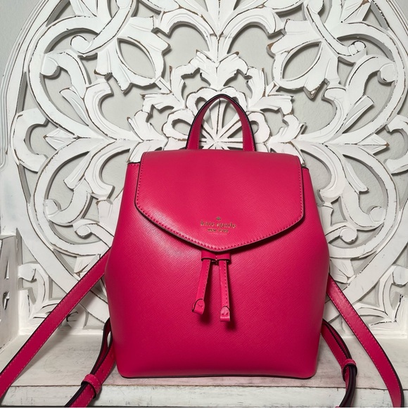 Kate Spade Medium Flap Backpack Bikini Pink Saffiano Leather